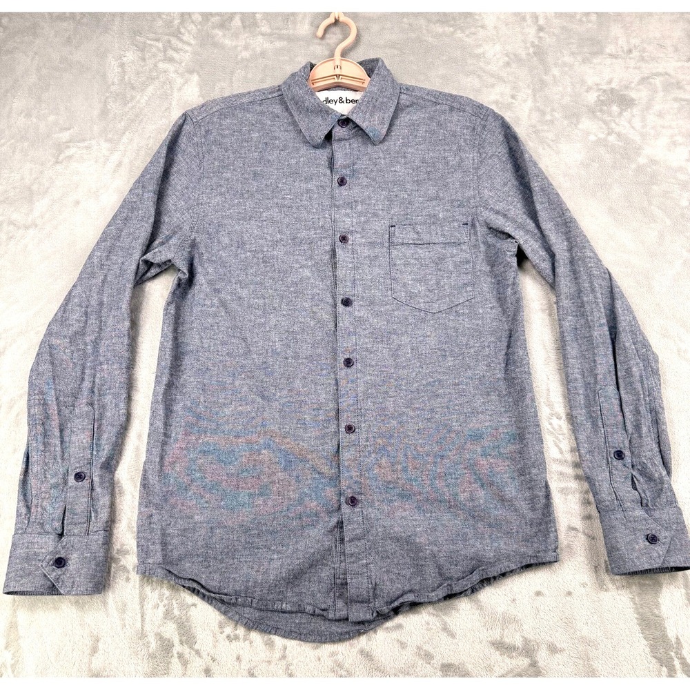 Hedley & Bennett Mens Small Gray Cotton Stretch Blend Button-Up Shirt Made in US